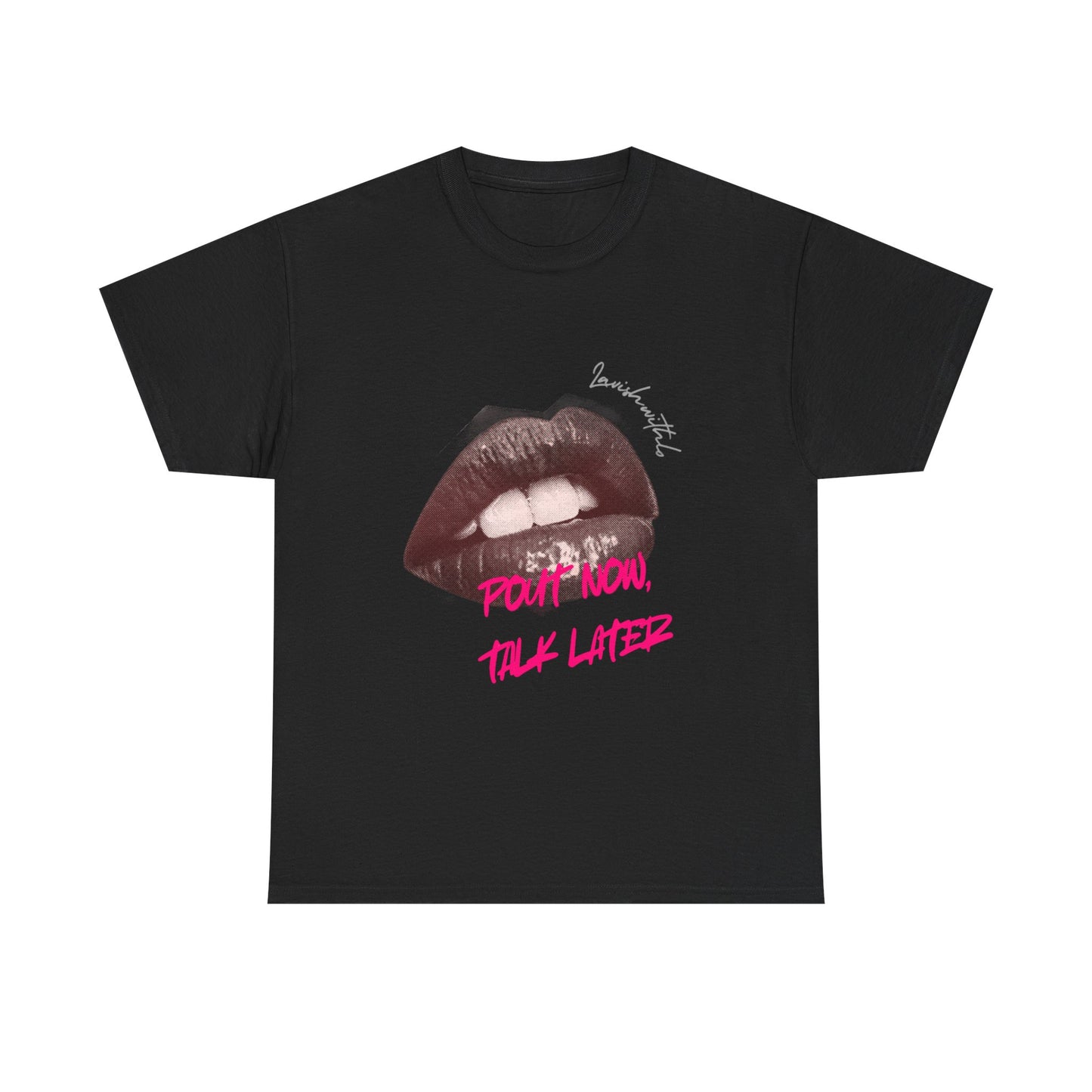 Graphic Tee — 'Don't Know, Talk Later' Lip Print Shirt