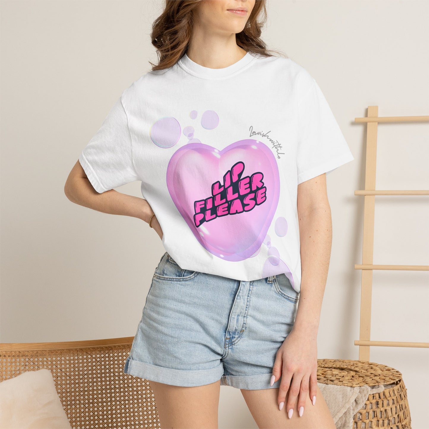 T-Shirt — 'Lil Filler Please' Pink Heart Graphic Tee
